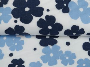 Webware Viskose - Blumen - weiß