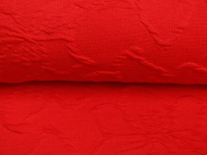 Struktur Jacquard - 3D Blumen - rot