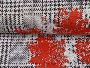 Hosen- und Jackenstoff - Blumen auf Hahnentritt - grau