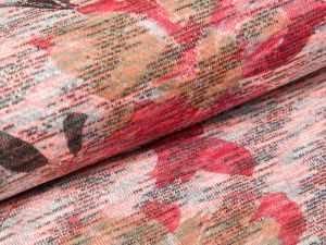 Jersey Viskose - Blumenranken - pink/ rot