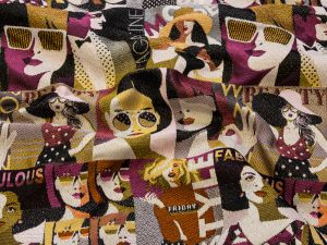 Jacquard Gobelin Dekostoff mit Glitzer - Fashionstyle - pink