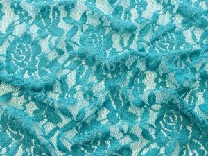 Hochwertige elastische Spitze - Blumenmuster - türkis