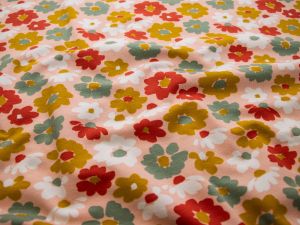 Jersey - Blumenmuster - rosa