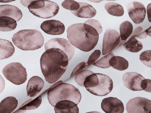 Italienischer Stretch Baumwollsatin - Aquarelle Bubbles - weiß/braun