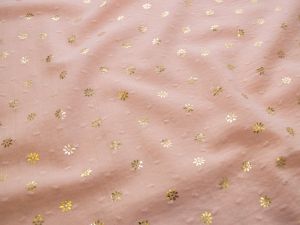 Webware Baumwolle Dobby - Folien Gänseblümchen und 3D Punkte - rosa