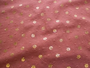 Webware Baumwolle Dobby - Folien Gänseblümchen und 3D Punkte - dunkles rosa