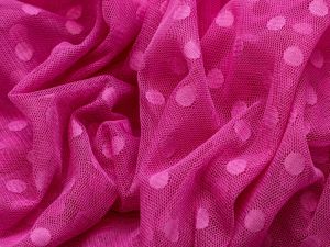 Tüll Dobby - Punkte - pink