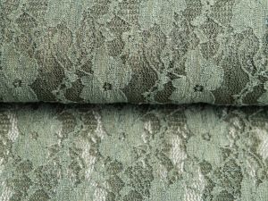 Elastische Spitze leicht glänzend - Blumenranken - uni olive