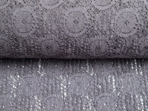  Hochwertige Spitze - Kreis-Muster - uni grau