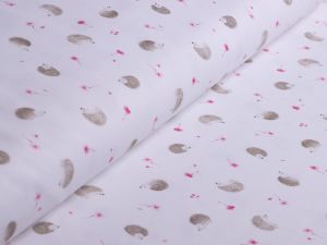 Jersey Swafing - Little Spring - Igel mit Blumen - weiß