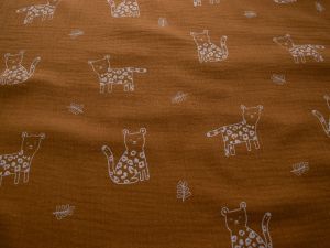  Musselin Baumwolle - niedlicher Leopard - rostorange