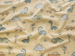 Jersey Baumwolle - niedliche Dinos - beige
