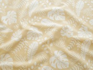 Jersey Baumwolle - verschiende Blätter - beige