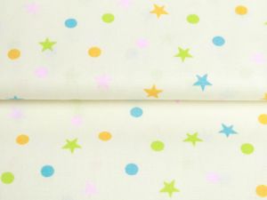 Webware Öko - Baumwolle Patchwork Quilt Serie " Partyanimal " Melan & Cia Kollektion - Sternenparty - creme
