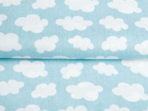Webware Öko - Baumwolle Patchwork Quilt Serie " Partyanimal " Melan & Cia Kollektion - Wolken - blau