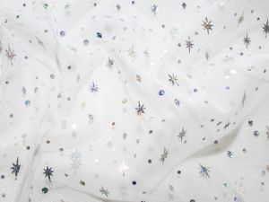 Tüll Elsa Swafing - soft - glitzernde Sternchen - weiß