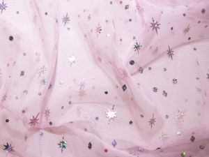 Tüll Elsa Swafing - soft - glitzernde Sternchen - rosa