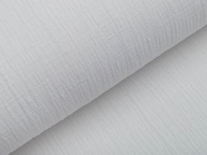 Bambus Musselin Baumwolle Double Gauze Snoozy - Leinenoptik - uni weiß