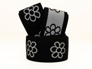 Gummiband ca. 40 mm - Blümchen - schwarz