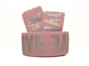 Gummiband mit Foliendruck ca. 40mm - Love - rosa