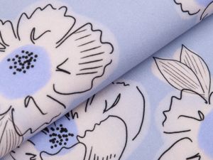 Webware Viskose Swafing Happy Me by Cherry Picking - Blüten - blau