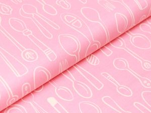 Webware Baumwolle Organic  Pigmentdruck by Hamburger Liebe In my Kitchen - Besteck  - rosa