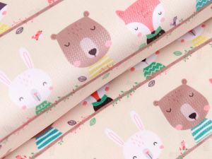 Struktur Velvet - schlafende Waldtiere - beige