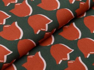 Webware Viskose Swafing #lovelyfavs Glowing Retro Tulip by Cherry Picking - 3D Tulpen - olivegrün