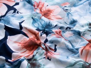 Jersey - bunte Orchideen - nachtblau