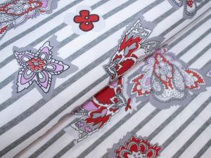 Jersey ⁠Viskose PANEL ca. 80cm x 160cm - Abstrakte Motive - weiß