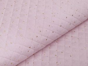 Musselin Double Gauze Rautenstepper mit Foliendruck - unregelmäßige Punkte - uni puderrosa