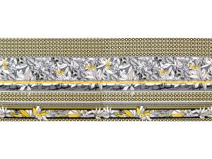 Jersey Viskose  PANEL ca. 65cm x 170cm - Blumen auf geometrischem Muster - grau/gelb