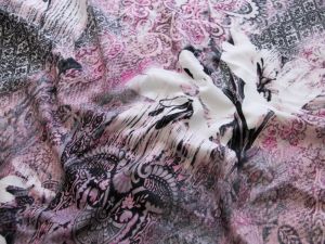 Jersey - Blumen und Ornamente - weiß-rosa