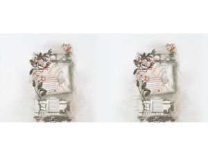 Jersey Viskose PANEL ca. 65cm x 160cm - Blumen & Streifen - weiß