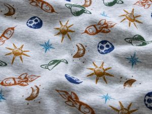 Alpenfleece Swafing Nils - Raketen im Weltall - grau