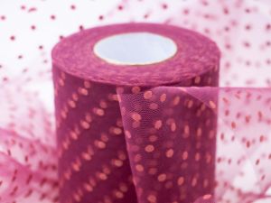 Tüllband  ca. 95mm breit - Punkte - rot