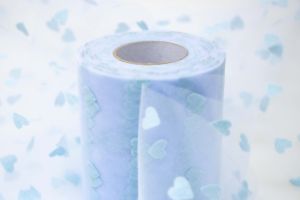 Tüllband  ca. 95mm breit - Herzen - hellblau