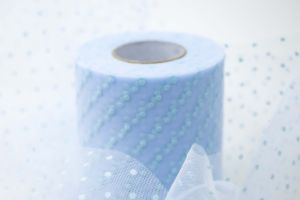 Tüllband  ca. 95mm breit - Punkte - hellblau