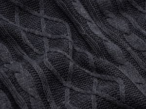 Strickstoff Big Knit mit Waben- und Zopfmuster - 370 gr/qm - anthrazit