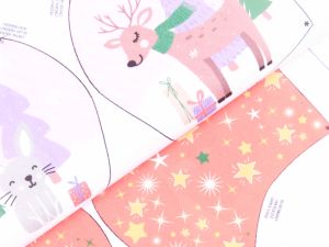 Webware Baumwolle Digitaldruck PANEL ca. 70 x 145 cm für Behelfsmasken - 12 verschiedene weihnachtliche Motive - weiß