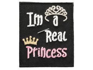 Applikation zum Aufbügeln - Krone-Im a Real Princess - schwarz