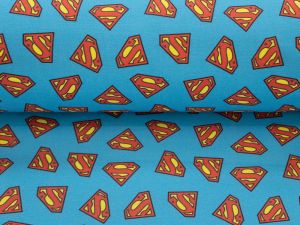 Webware Baumwolle Popeline Digitaldruck Superman - Superman Logo - blau