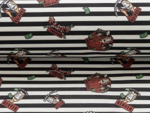Webware Baumwolle Popeline Digitaldruck La Casa De Papel - Mas Que auf Streifen - weiß