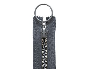 Reißverschluss "Buchstaben" nicht trennbar ca. 15cm - grau