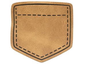 Jessy Sewing Kunstleder-Label mit aufgedruckter Nähnaht - "Pocket" - braun