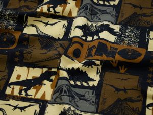 Leicht angerauter Sweat Swafing Basel - verschiedene Dinos - schwarz-braun