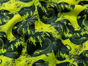 Webware Baumwolle Swafing Mystic Dragons by Steinbeck - Feuerspeiende Drachen - schwarz