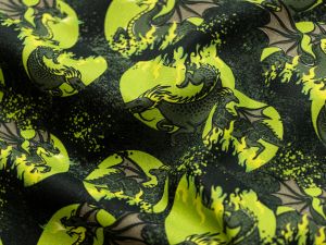 Webware Baumwolle Swafing Mystic Dragons by Steinbeck - Feuerspuckende Drachen - schwarz