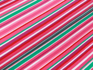 Jersey - Streifenmix - rosa/grün