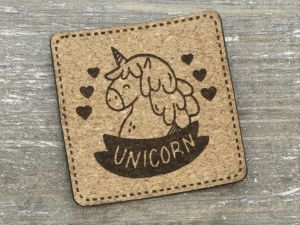 Nahaufnahme von Label Kunstleder KDS - Unicorn - kork